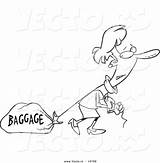 Pulling Baggage Outlined Drawing sketch template