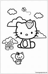 Kitty Hello Pages Coloring Loves Coloringpagesonly Strawberries Online Color Colouring Printable sketch template