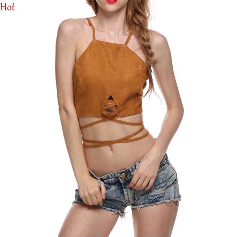 hot summer style sexy lace up women cropped tanks tops vest camis