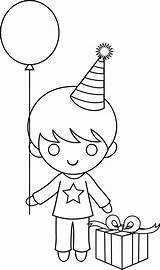 Boy Drawing Outline Birthday Coloring Clipart Clip Boys Holding Girl Happy Drawings Collection Hands Cliparts Paintingvalley Library Sweetclipart sketch template