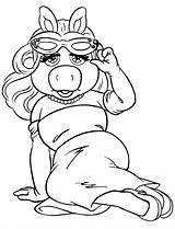 Piggy Miss Muppets Coloring Pages Printable Kermit Disneyclips Frog Posing sketch template