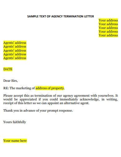 agency termination letter templates