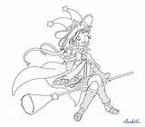 Witch Coloring Pages Anime Witches Pretty Drawings Color Choose Board Getcolorings sketch template
