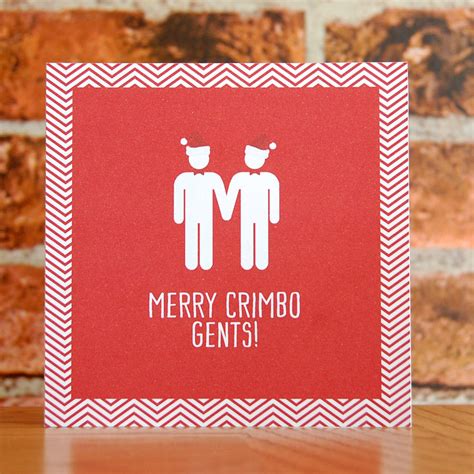 merry crimbo gents same sex christmas card by pink and