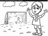 Coloring Soccer Goal Playing Boy Getdrawings Pages Getcolorings sketch template