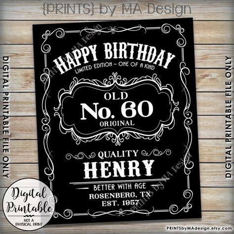 happy birthday sign vintage whiskey themed birthday poster etsy