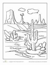 Desert Sahara Drawing Coloring Pages Worksheets Color Landscape Dry Printable Cactus Draw Animals Sheets Preschool Getdrawings Crafts Kids Drawings Worksheet sketch template