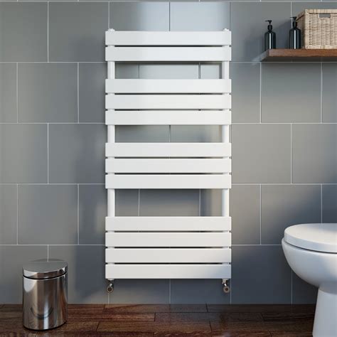designer flat panel heated bathroom towel rail radiator chrome white