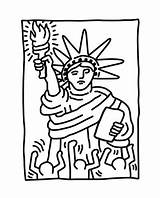 Haring Keith Statue Liberty Coloring Drawing Pages Printable Pop Categories sketch template