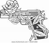 Roses Gun Rose Coloring Pages Tattoo Adult Guns Skull Drawings Drawing Shutterstock Graffiti Book Stock Color Tattoos Books Bonnie Clyde sketch template