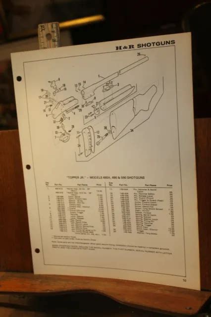 vintage gun diagram parts list harrington richardson model shotgun    picclick