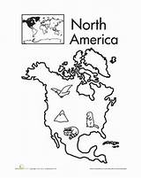 Continents America North Coloring Worksheets Map Geography Color Pages Worksheet Kids Continent Seven Preschool Printable Europe Oceans South Drawing Montessori sketch template