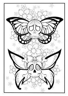 skull butterfly coloring page  tearingcookie  deviantart emoji