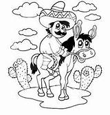 Mexican Coloring Donkey Pages Man Sitting Taco Eating Independence Hispanic Culture Fun Men Some sketch template