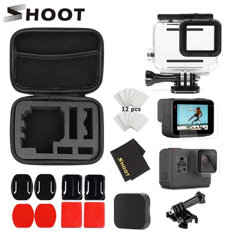 shoot  gopro accessories set  gopro hero    black waterproof case protection frame