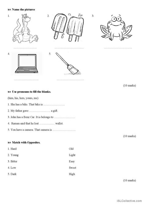 grade  english paper english esl worksheets