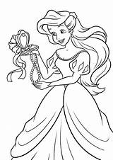 Coloring Ariel Princess Mermaid Pages Disney Little Color Print Craft sketch template