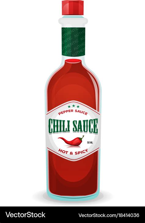 Chili Pepper Sauce In Bottle Royalty Free Vector Image