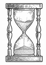 Hourglass Drawing Illustration Line Vector Engraving Ink Stock Now sketch template