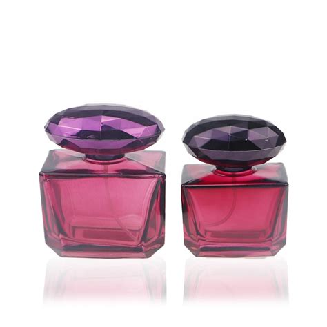 55ml Cute Decorated Purple Square Shape Glass Perfume Spray Bottle