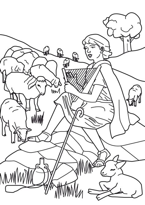 david  shepherd boy coloring pages