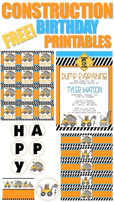 construction birthday party   printables   nest
