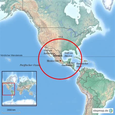 stepmap mexiko geographische lage landkarte fuer mexiko