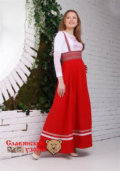 traditional russian red sarafan slavic dress linen dress pregnant