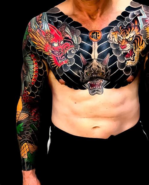 Japanese Sleeve And Chest Tattoos By Soutattoo Japaneseink