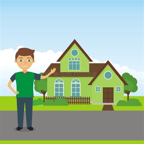 man showing  house vector stock vector illustration  colorful