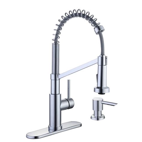 glacier bay gage single handle spring neck pull  kitchen faucet  turbospray fastmount