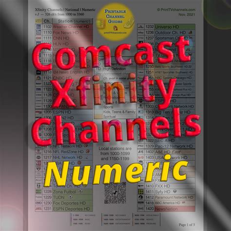 comcast xfinity printable channel lineup  tv channel guides