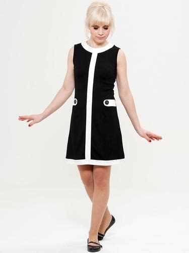 Mademoiselle Yeye Louise Retro 60s Mod Dress In Black White