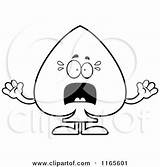 Mascot Scared Spade Suit Card Clipart Cartoon Cory Thoman Outlined Coloring Vector sketch template