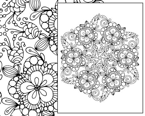 floral coloring page adult coloring page digital flower