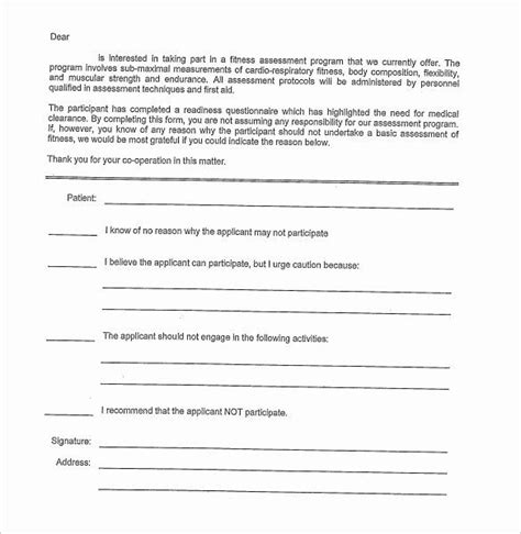 medical clearance letter template luxury medical clearance form