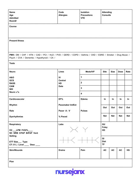 32 Nursing Report Sheet Template Usmlereview Document Template Within