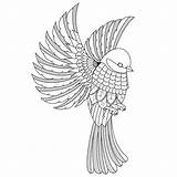 Mandala Beautiful Bird Zentangle Coloring Premium Lineal Illustration Vector Book Style sketch template