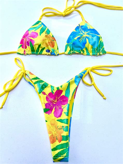 Yellow Tropical Bikini Etsy Australia