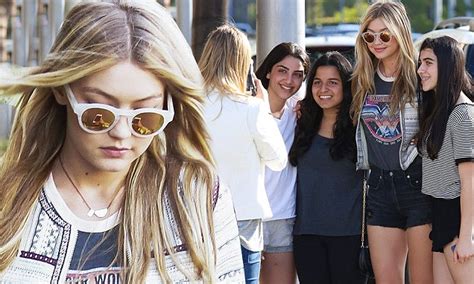 gigi hadid shows off her long legs in daisy dukes as she