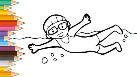 drawing  coloring  kid  boy swimming lovely kids youtube