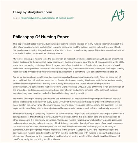 philosophy  nursing paper  essay  studydrivercom