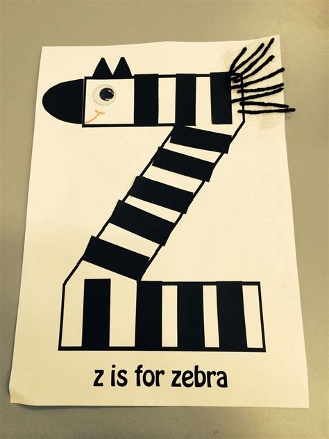 zebra letter googley eye black paper glue black wool  template