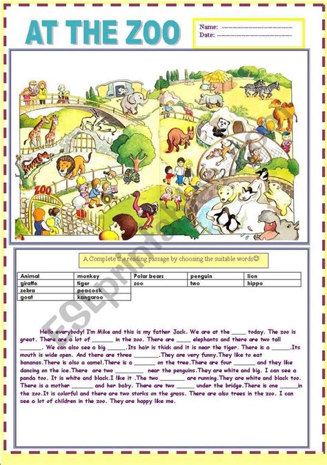 pages  sections   zoo answer key included picture