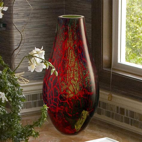 Dale Tiffany 16 5 In Multi Colored Stuart Hand Blown Art Glass Vase
