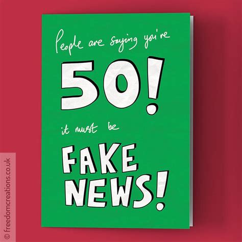 Fake News 50th Birthday Card Funny Political Greeting