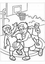 Basketball Coloring Pages Kids Playing Children Game Color Drawing Nba Street Printable Coloriage Print Getdrawings Justcolor Group sketch template