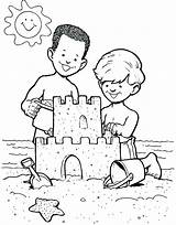 Sand Sandcastle Castle Coloring Pages Drawing Clipart Print Cliparts Boys Make Making Color Two Printable Getcolorings Getdrawings Library Colorings sketch template