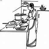 Coloring Cooking Food Clipart Housewife Clip Cliparts People Beautician Colouring Cook Indian Groups Kids Pages Woman Library Popular Favorites Add sketch template