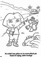 Dora Coloring Ice Cream Pages Explorer Boots Sheets Enjoying Printable Kids Characters Eating Book Color Decorate Popular sketch template